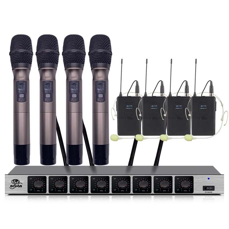 Профессиональный беспроводной микрофон с 8-канальной головкой семейный вечерний