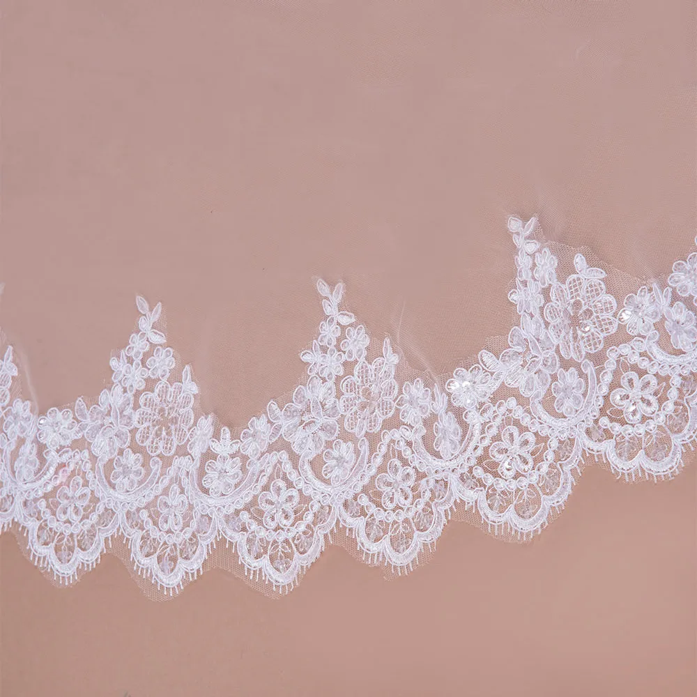 Вуаль для свадьбы 3M с блестками кружевным краем собора Длинная свадебная вуаль