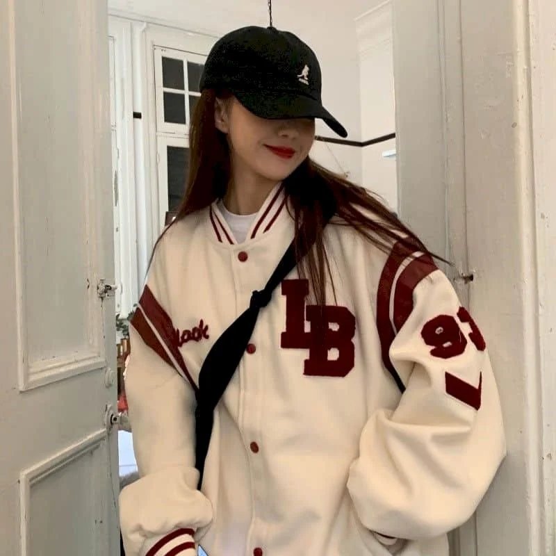 

Oversized Baseball Jacket Women Punk Clothes Autumn/winter New Clothes Korean Students Thickened Plus Velvet Sweatshirt Jackets
