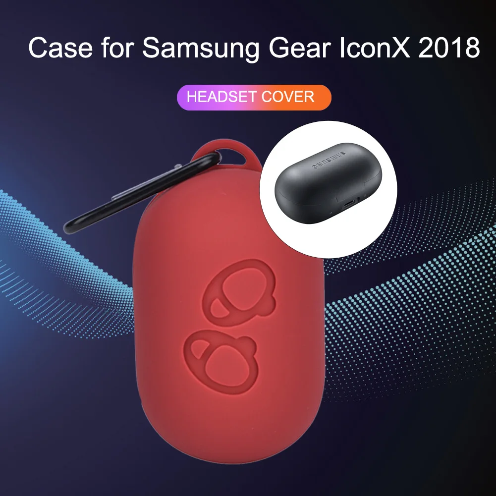 Мягкий силиконовый чехол для наушников с полным покрытием и карабином Samsung Gear