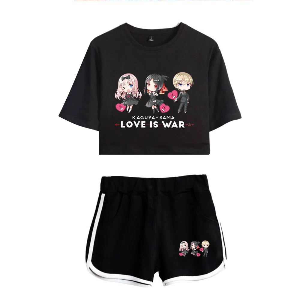 

Miss Huiye Harajuku Ladies T-shirt Summer Navel Short Sleeve + Shorts Set 2021 Popular Ladies T-shirt + Shorts Two-piece Set