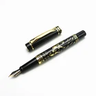 Черная металлическая ручка с узором в виде восьми лошадей, перьевая ручка Hero