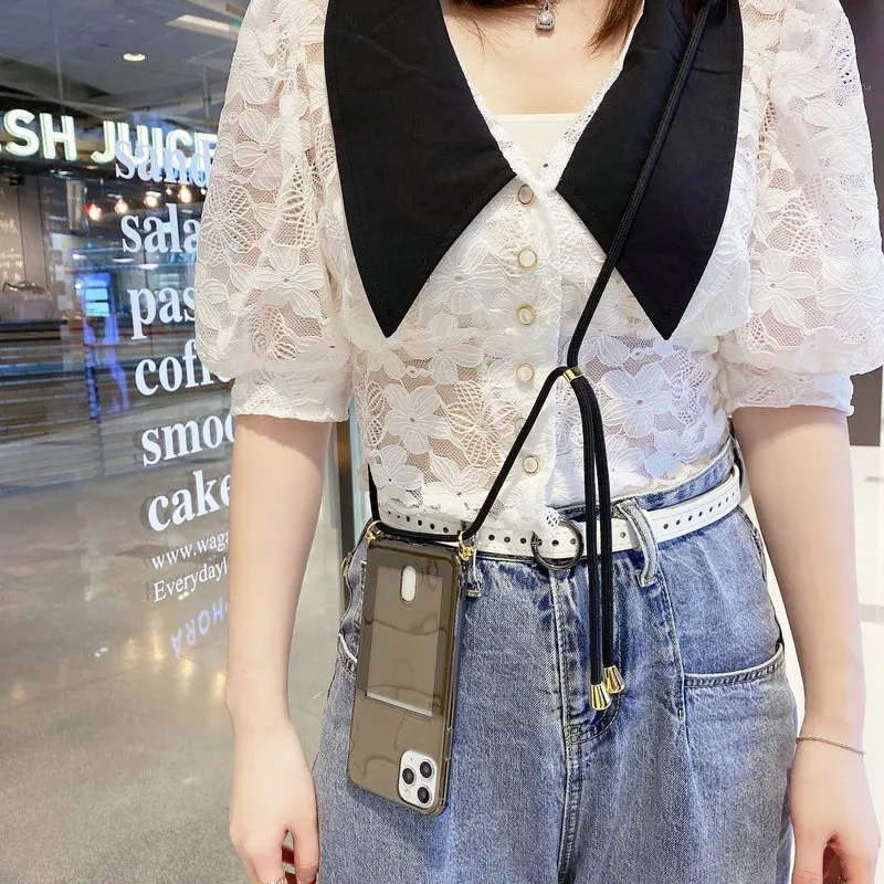 

MANNIYA 10 Colors soft TPU Phone Case with card holder and rope for iphone 12 mini/12 pro/12 pro max/11 pro/11 pro max 10pcs/lot