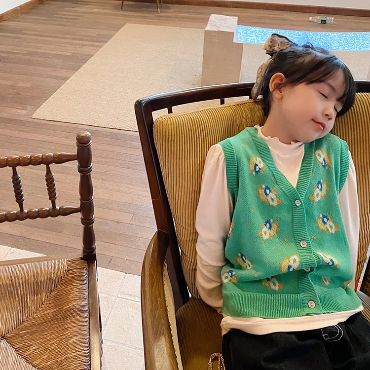 

Хлопковый вязаный кардиган с винтажным узором, жилет для детей, жилет для малышей, весна-осень