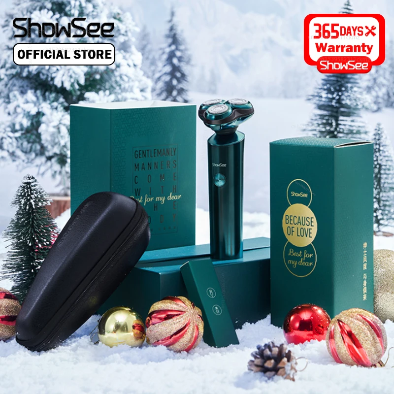 

Showsee Electric Shaver Razor Shaving Beard Machine For Men Dry Wet Beard Trimmer Portable Shaving Machine Gift Box