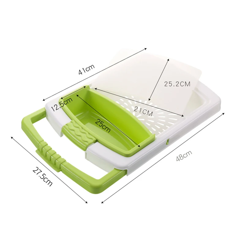 

Multifunctional Cutting Board Telescopic Drain Basket Kitchen Accessories Removable and Washable Fruit and Vegetable Creative