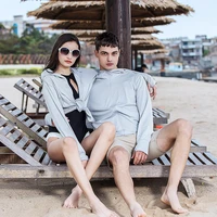 couples wear skin clothing fashion solid color hooded cardigan tops lightweight breathable ice feel outdoor sunscreen clothing