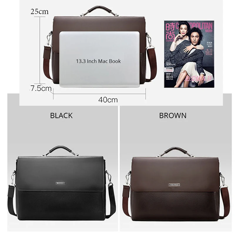 manet pu leather briefcase 14inch laptop bag large capacity business handbag mens office crossbody bag messenger shoulder bags free global shipping