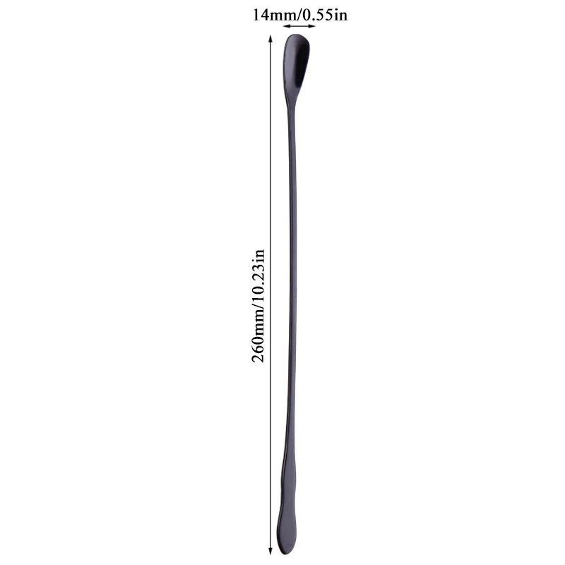 black long Новинка 1 шт. кофейная ложка из нержавеющей стали с длинной ручкой красочные кофейные ложки десертная чайная ложка кухонный гаджет инструмент посуда - Цвет: black long