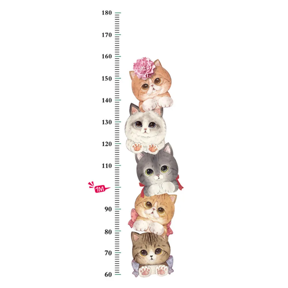 

5 Cats Big Wall Stickers Growth Chart Height Measuring Sticker Mural for Kids DIY Height Wallsticker papel de parede 50*70cm