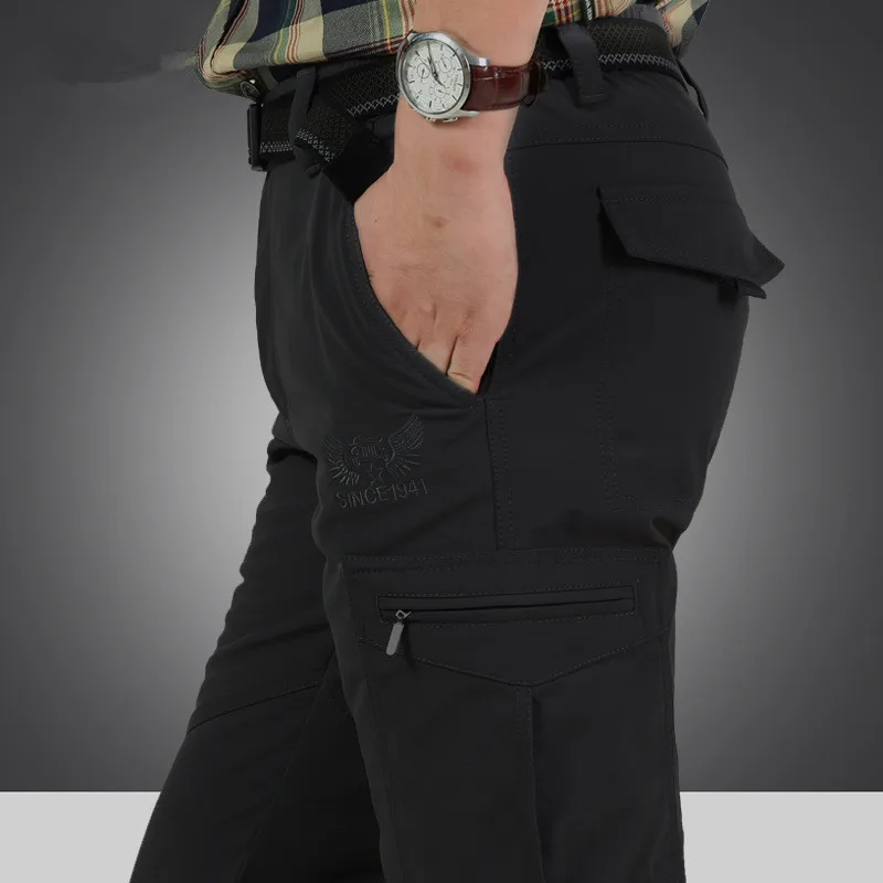 Новинка 2020 мужские зимние плотные теплые брюки карго повседневные флисовые