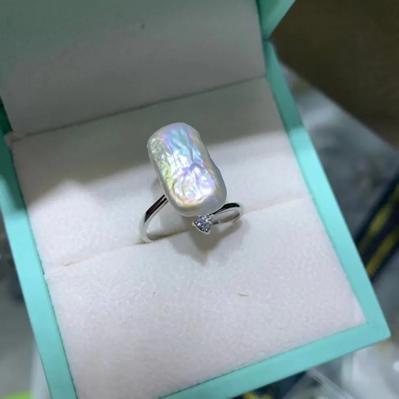 Леди с изменяемым размером 925 пробы серебро с длинным острым носком тонкие продолговатой формы пресной воды культивированный с настоящим жемчугом, барочный жемчуг ювелирные изделия