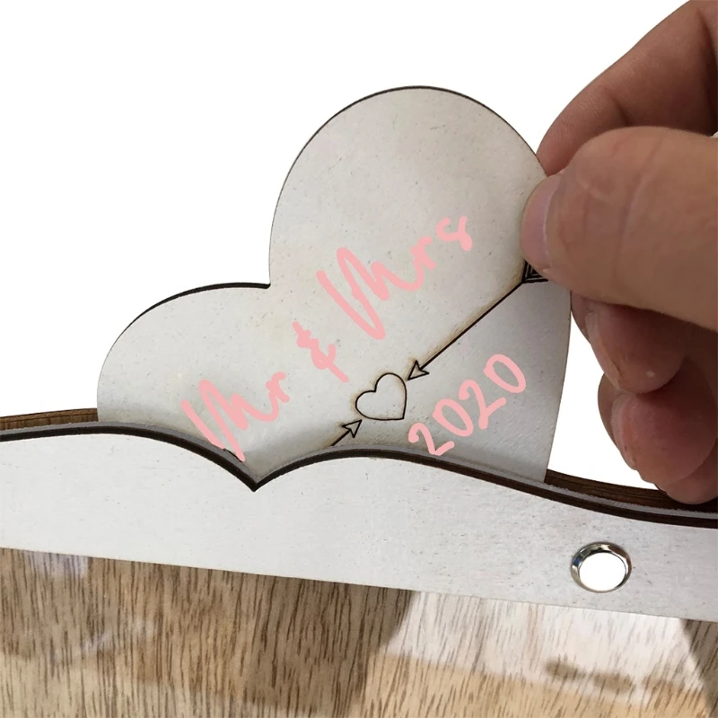 Personalized Wedding Guest Book Drop Top Frame Sign with Wooden Hearts Display Stand Photo Sticker Party Decor | Дом и сад