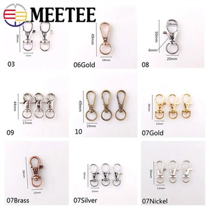 Meetee 20/50 шт. 13 25 мм Металлические пряжки для сумки ремешок пряжка брелок защелка