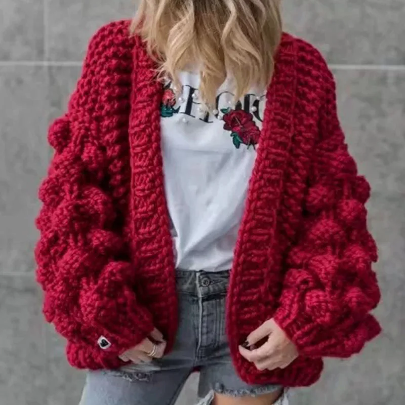DUOUPA New fashion cardigan women's spring long-sleeved knit sweater winter 2018 solid color shirt |