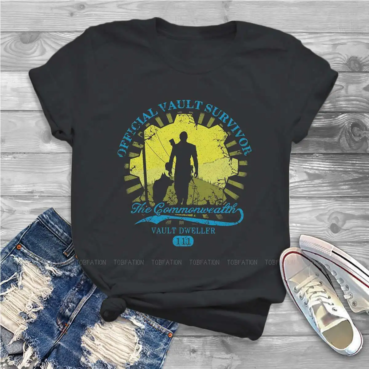 

Vault Dweller Essential Women Clothing Fallout Game Graphic Print Female Tshirts Vintage Grunge Loose Tops Tee Kawaii Girls Str