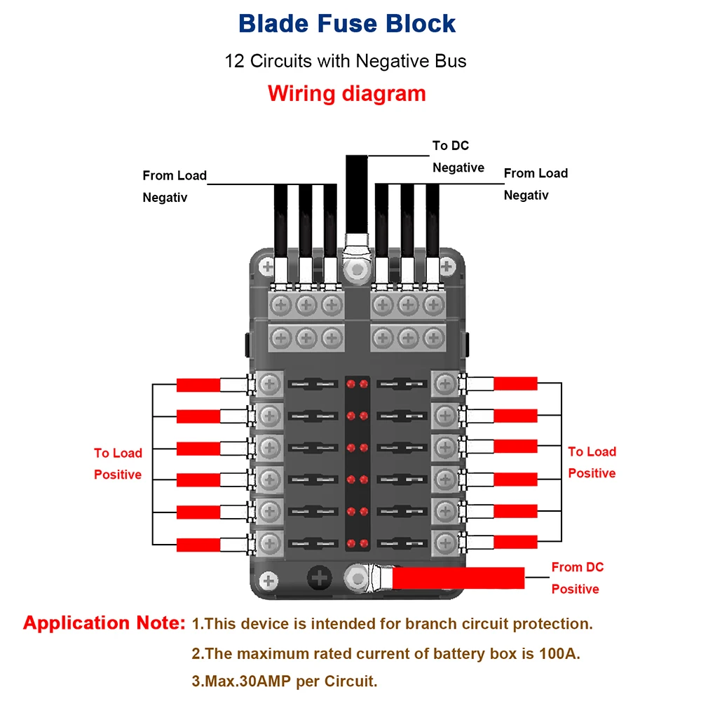 12 Ways Blade Fuse BlockMarine Block Box Holder With LED Indicator Damp For Automotive Truck Boat Marine Rv Van Vehicle | Автомобили и