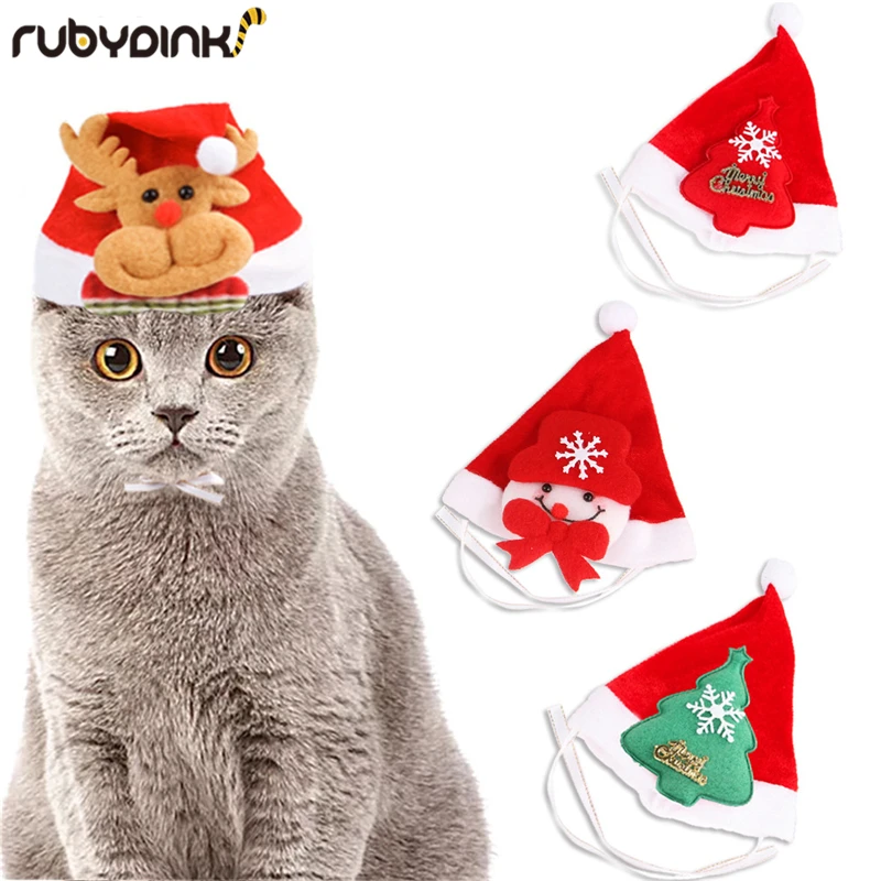 Для домашних собак и котов головные уборы для рождества Новый год кошка головной