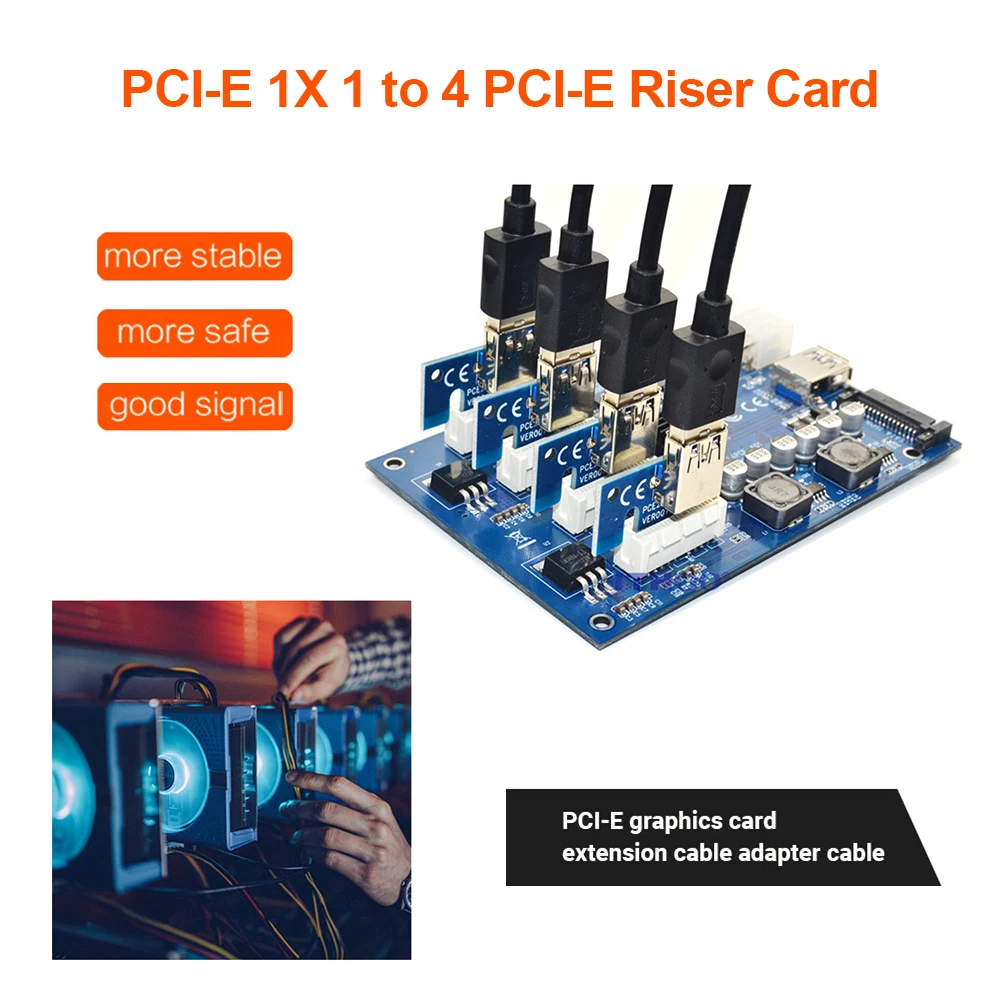 

Плата расширения PCI-E X1-4PCI-E X16, адаптер с 1 на 4 порта PCI Express, усилитель переключателя, концентратор, 6 контактов Sata, USB 3,0, переходная карта