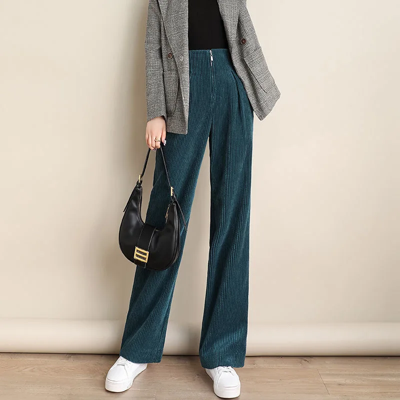 

Europe and The United States New Retro Super Light Core Velvet Slacks, Black Wide Leg Pants, Street Style Comfortable Jeans