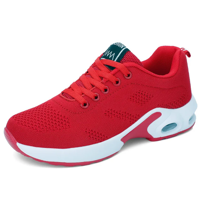 dense mesh red Модные женские легкие кроссовки, обувь для бега, уличная спортивная обувь, дышащая сетка, удобная обувь для бега, на воздушной подушке, на шнуровке - Цвет: dense mesh red
