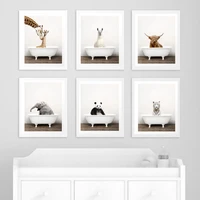 baby animal in bathtub poster alpaca giraffe posters and prints panda canvas painting nursery wall art nordic pictures kid room