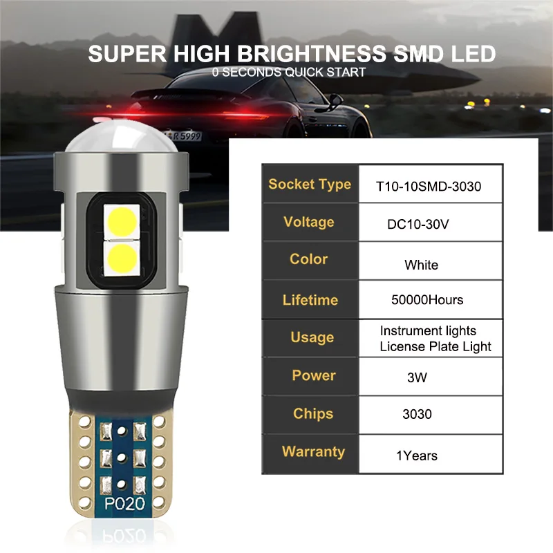 Светодиодная лампа ANMINGPU T10 W5W 2 шт. 6000K 3030SMD 194 168 светодиодный светильник для салона
