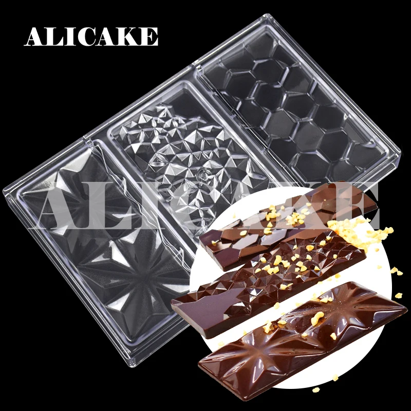 

3D Polycarbonate Chocolate Molds Tray Pan 3 In 1 Tray for Cake Mold Chocolate Bar Moulds Form Bakery Baking Mold Pastry Tools