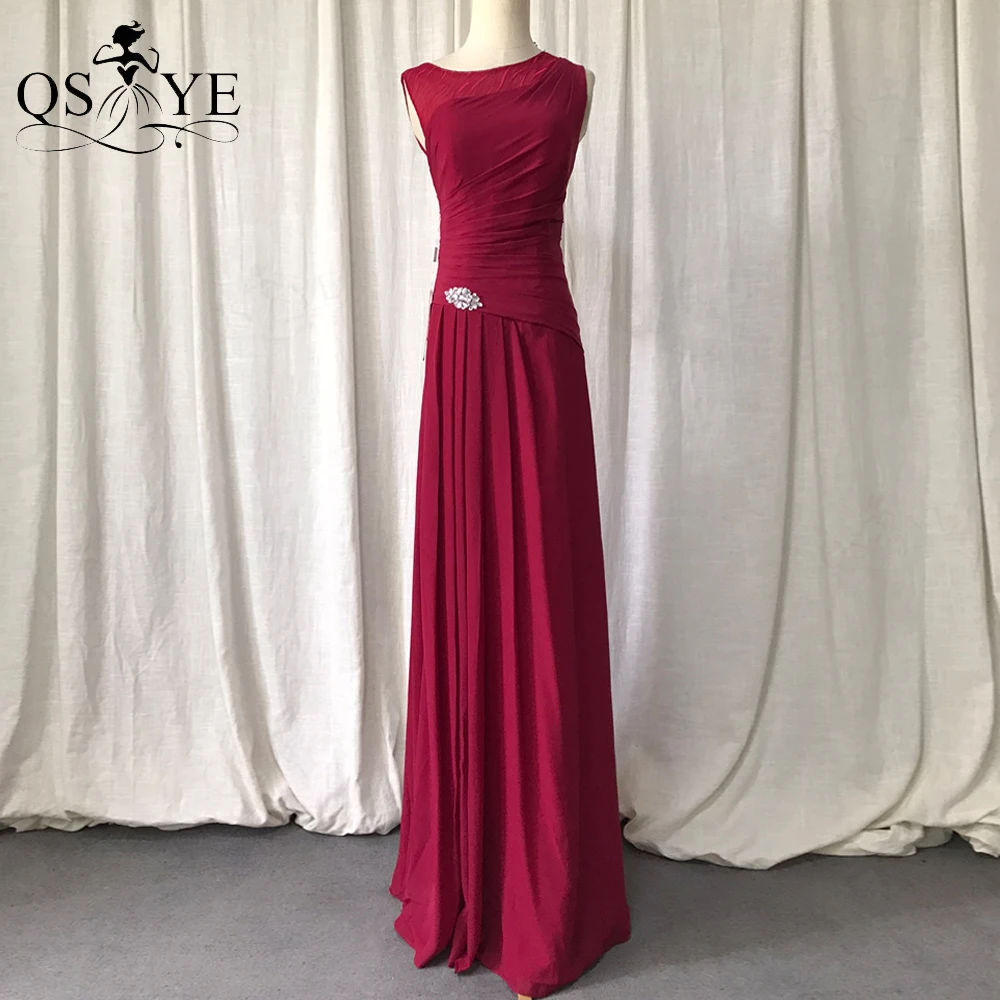 

Red Prom Dress Long Chiffon Evening Gown Ruched Asymmetrical Waistline Party Formal Gown Long Slim Lace Women Dress Sleeveless