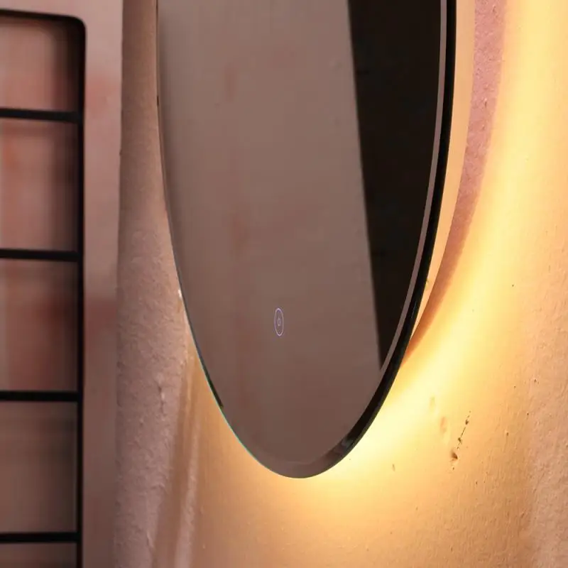 

Bathroom Mirror Anti-fog Round Bathroom Mirror LED Beauty Makeup Mirror Wall Mounted Bath Mirror With Touch Button HWC