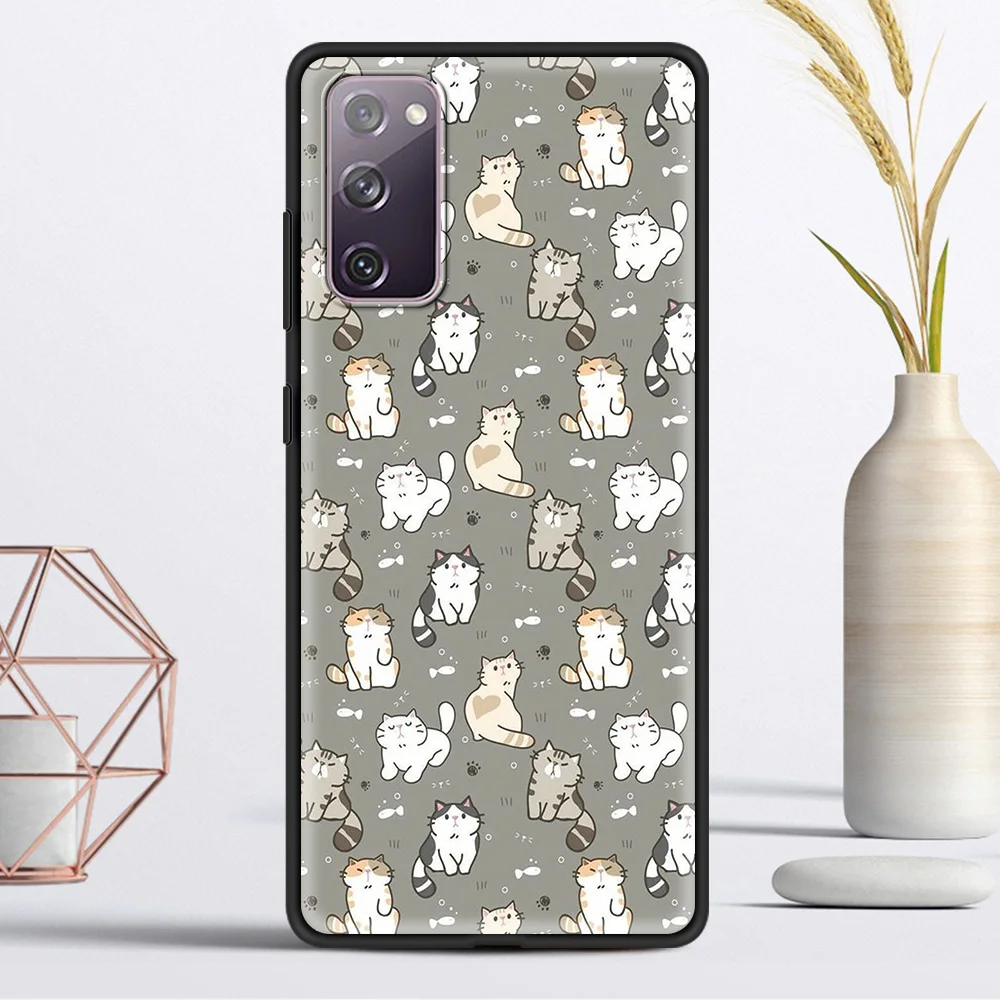 

Cat Cute Cartoon phone Accessories Soft Cover for Samsung Galaxy S21 S20 Ultra S20 FE S10 Lite S10E S9 Plus Luxury Case