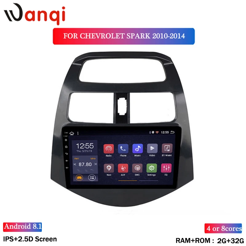 Автомобильный GPS навигатор Wanqi RDS Android 8 1 стерео для CHEVROLET 2010 2011 2012 2013 2014 Spark Beat WiFi 2 + 32