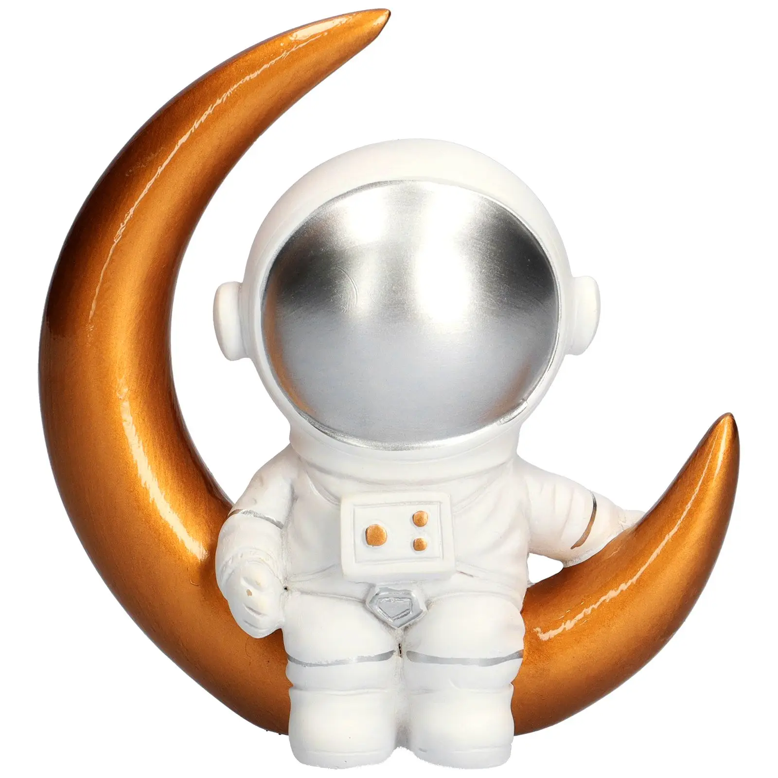 

Resin Golden Moon Astronaut Cake Topper Golden Silver Space Outer Astronaut Birthday Party Children Cake Decoration Sign Baking