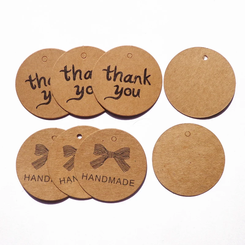 100 шт круглая крафт-бумага спасибо подарок Висячие бирки ручная безумная бирка