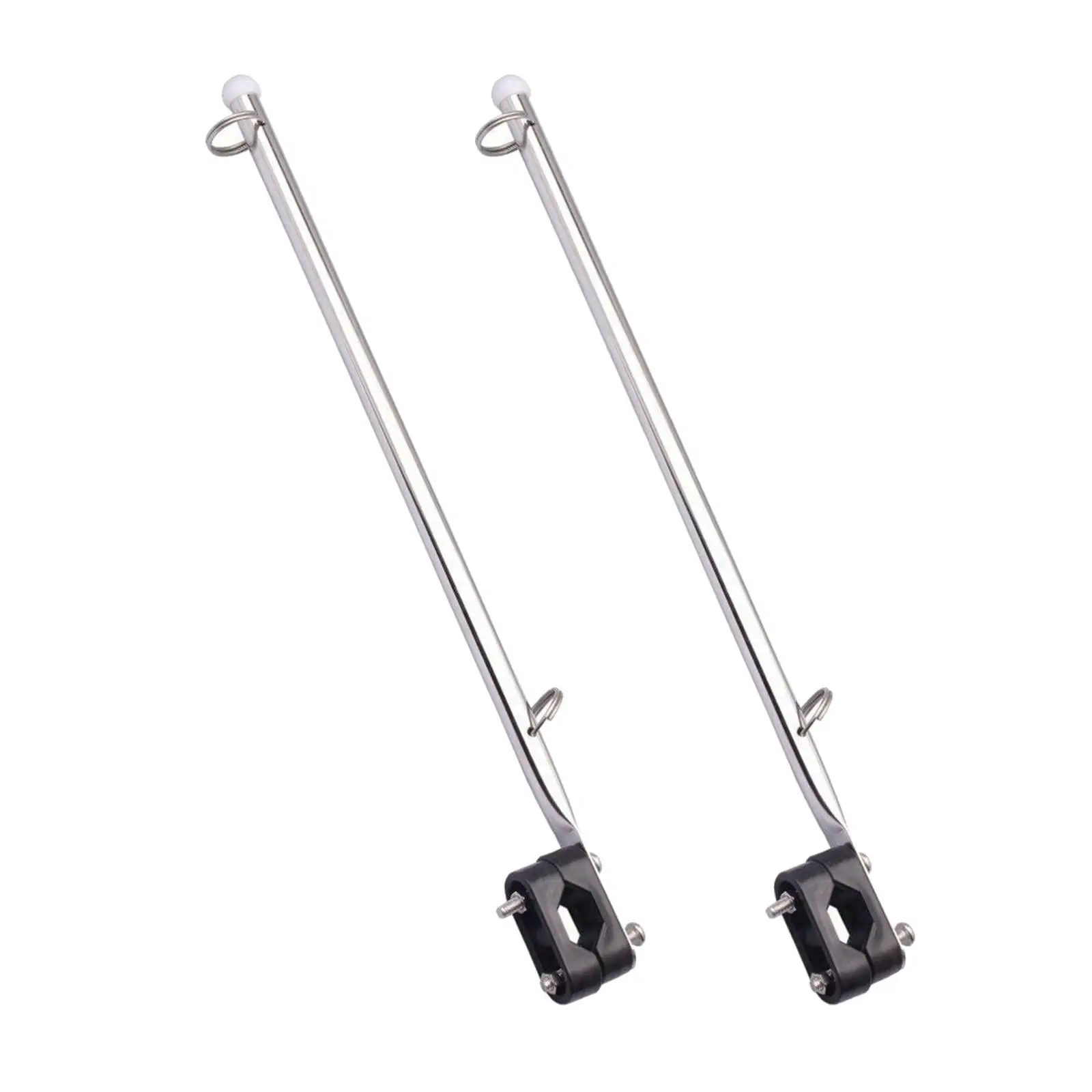 

2 Pieces Flag Pole Stainless Steel Rail Mount Flag Staff Marine Holder Adjustable Durable Yacht with Base Flagpole for Yacht