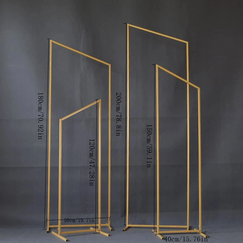 Pantalla de hierro cuadrado geom&eacute;trico para decoraci&oacute;n de escenario, accesorios de arco de hierro forjado, 1 juego/4 Uds.-3