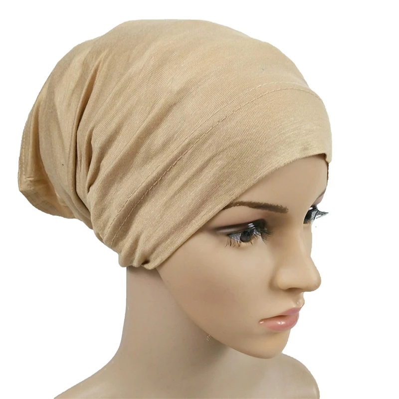 

Soft Modal Inner Hijab Caps Muslim Stretch Turban Cap Islamic Underscarf Bonnet Hat Female Headband Turbante Mujer 2021
