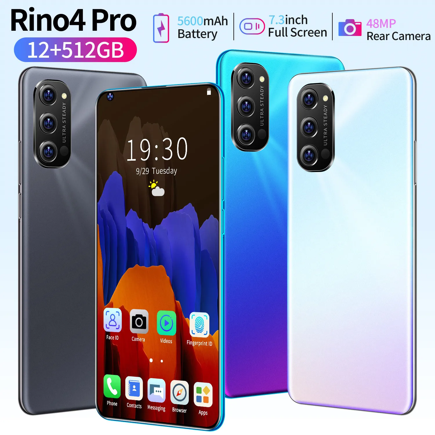 Смартфон глобальная версия Rino4 Pro 7 3 дюйма мобильный телефон с каплями воды Snapdragon
