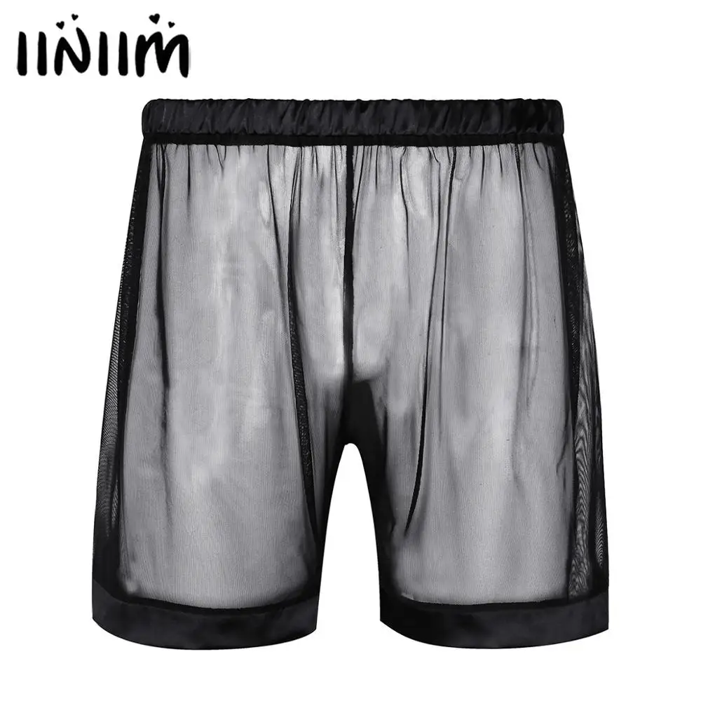Iiniim, мужское нижнее белье, ночное белье, Gay Wetlook, сексуальные, Homme, прозрачные трусики, сетчатые, свободные, для отдыха, боксеры, шорты, нижнее белье, трусы