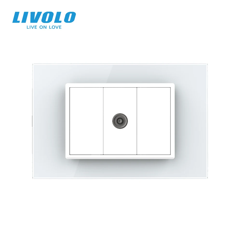 livolo auus standard one gang computer socket tel plate with whitepearl crystal glass satvtv plugssound audio socket free global shipping