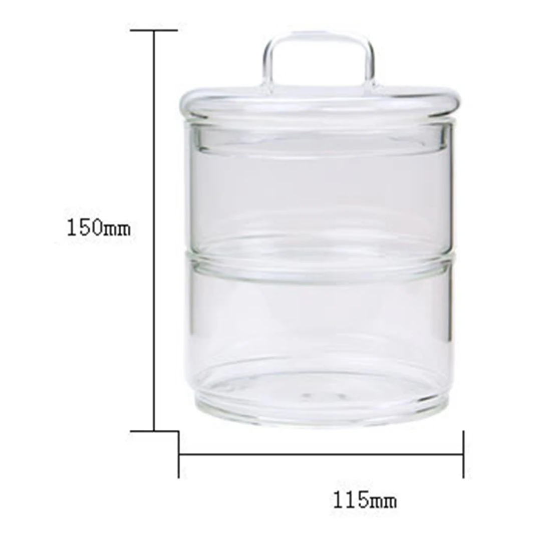 

Multilayer Stackable Glass Bottle Jar Canister Transparent Storage Container with Two Canister and One Lid