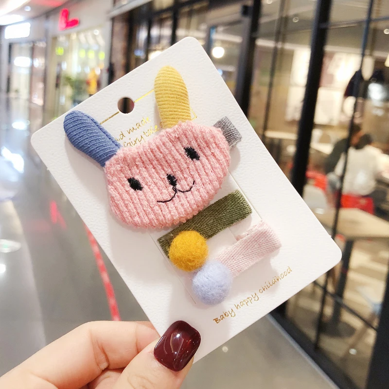 

3Pcs/Set New Winter Children Cute Rabbit Bear Crown Barrettes Hairpins Girls Sweet Hair Clips Headbands Kids Hair Accessories