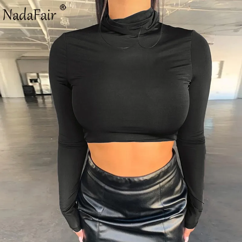 Женская водолазка с длинным рукавом черный/хаки/белый|Футболки| |