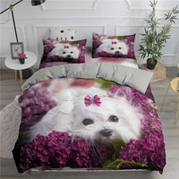lovely pet dogs bedding set animal fashion luxury 3d duvet cover set comforter bed linen twin queen king single size dropship