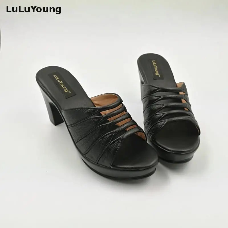 Женские ботинки из натуральной кожи на высоком каблуке Туфли-лодочки каблуках