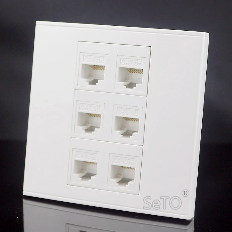SeTo 86 Тип шесть портов RJ45 Cat5e Сетевая розетка для прямого подключения Lan настенная