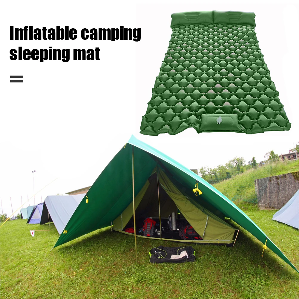 

Outdoor Inflatable Moisture Proof Blanket Double Camping Mat Portable Folding PU Sleeping Bed Mattress Camping Equipment