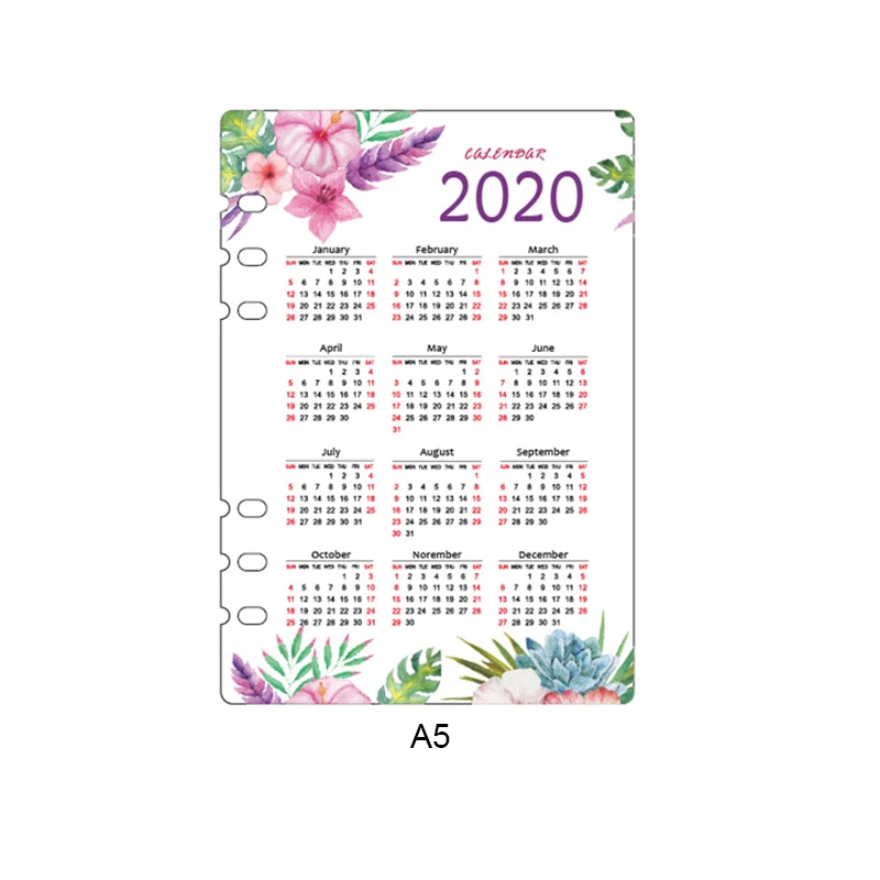 2020 Flower A5 Fromthenon, год, календарь, A5A6, спиральный планировщик, PP индексный разделитель, милый переплетный блокнот, аксессуары, школьные принадлежности, Канцтовары - Цвет: 2020 Flower A5