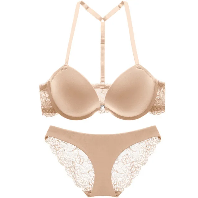 sexy mousse woman Linger Y-line straps front closure bra and lace floral panty sets intimates for women aesthetic underwear | Женская