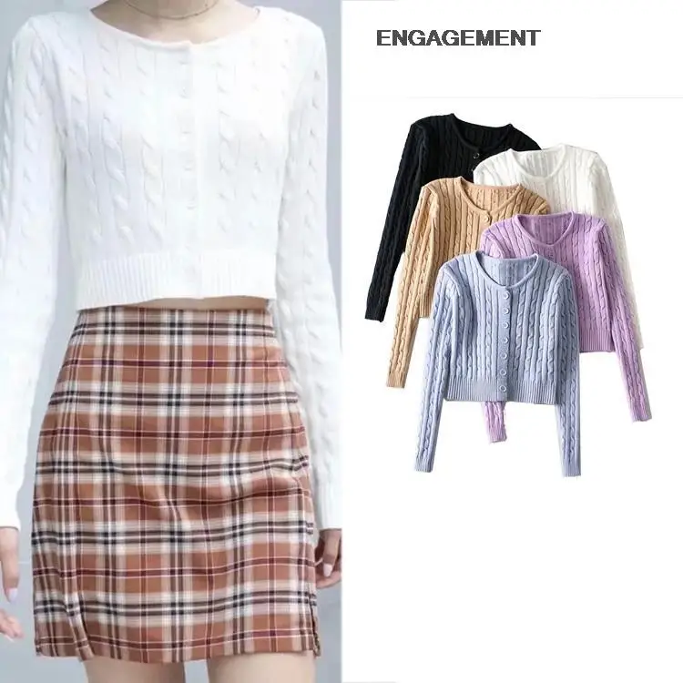

ENGAGEMENT za 2021 female Girls knitted twist braid sweater cardigan women fall/winter single-breasted sweater coat